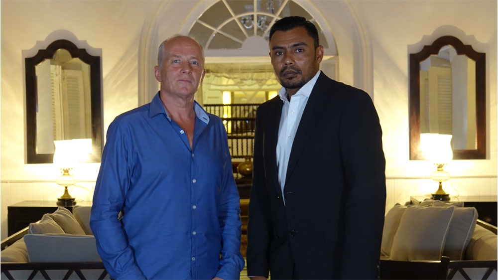 Pakistani bowler Kaneria with Al Jazeera's reporter David Harrison [Al Jazeera] 
