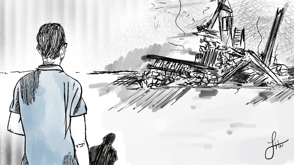 Mohamed had been staying at his sick grandfather's house when US forces bombed his family's home [Jawahir Hassan Al-Naimi/Al Jazeera]