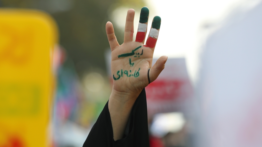 Thousands of Iranians demonstrated in Tehran on Sunday [Abedin Taherkenareh/EPA-EFE]