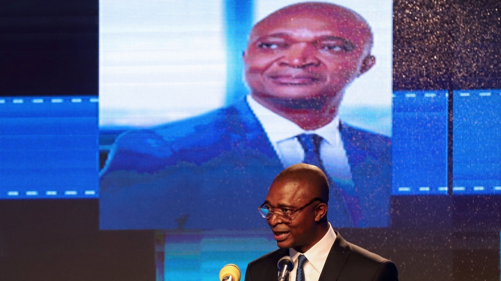 Shadary (pictured) was sanctioned by the EU for his role in repressing anti-government protests [Kenny Katombe/Reuters]