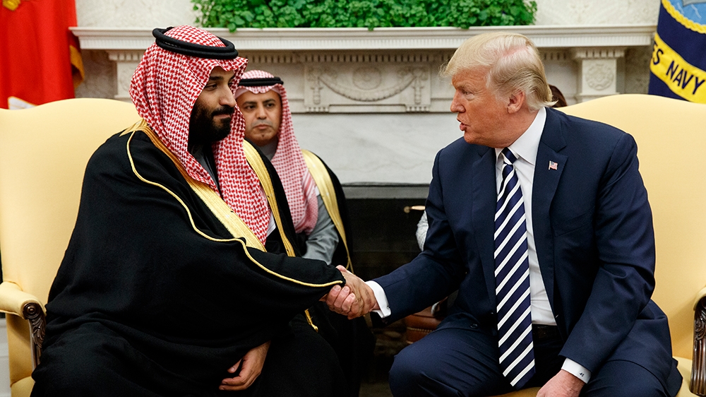 President Donald Trump meets with Saudi Crown Prince Mohammed bin Salman in the Oval Office of the White House, Tuesday, March 20, 2018, in Washington. (AP Photo/Evan Vucci)