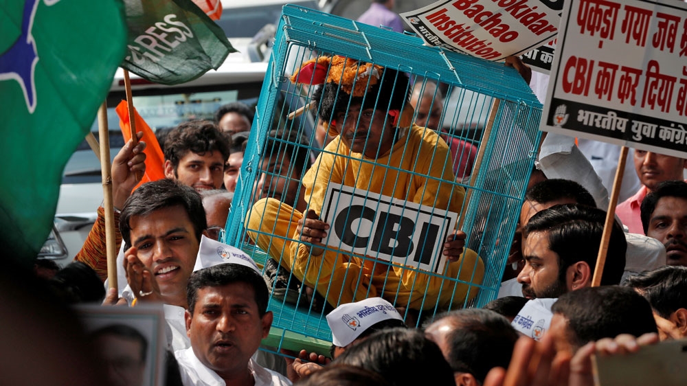 Supporters of India''s main opposition Congress party