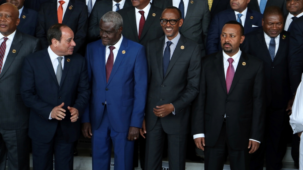 African Heads of State stand for a group photo during the opening of the 32nd Ordinary Session of the Assembly of the Heads of State and the Government of the African Union in Addis Ababa