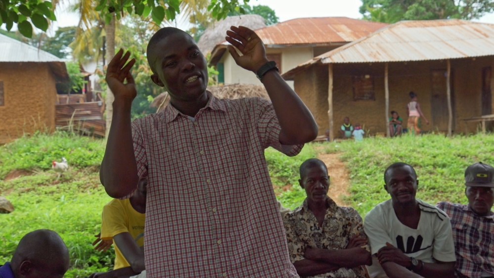 Pidia teaching at the Husband School in Nekabu, eastern Sierra Leone [Sam Liebmann/Al Jazeera]