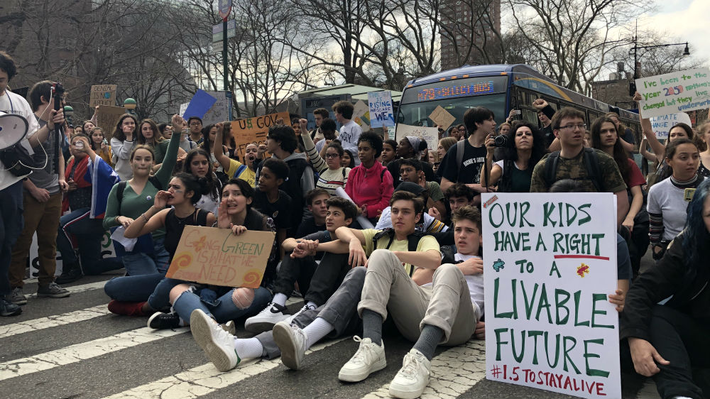 About 17 people were arrested by the New York Police Department for disorderly conduct and blocking traffic [Ben Piven/Al Jazeera]