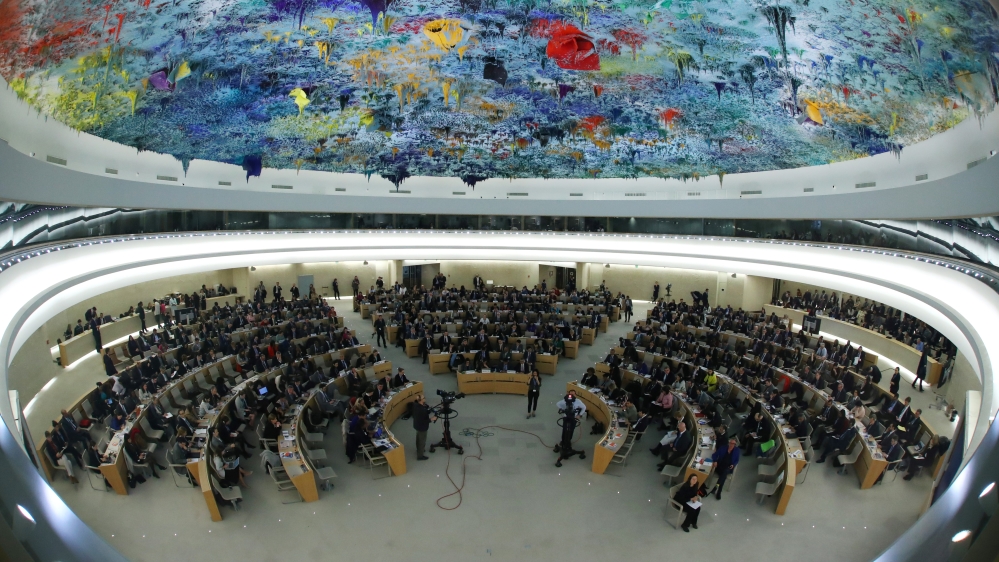 UN High Commissioner for Human Rights Bachelet attends a session of the Human Rights Council in Geneva