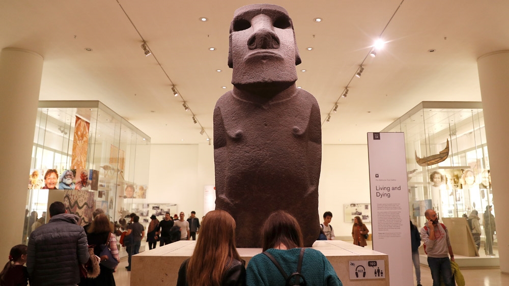 Hoa Hakananai'a, whose name means 'lost' or 'stolen friend' was taken from Easter Island in 1868 [File: Peter Nicholls/Reuters]
