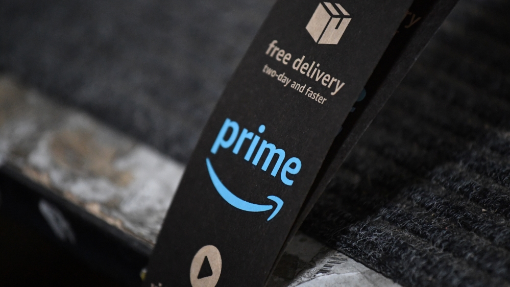 Roll of Amazon Prime packing tape is seen at the Amazon fulfillment center in Baltimore
