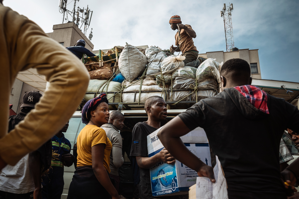 A busy bus station in Goma, Democratic Republic of the Congo receives passengers from Ituri and North Kivu provinces where Ebola cases have surfaced in the past year.