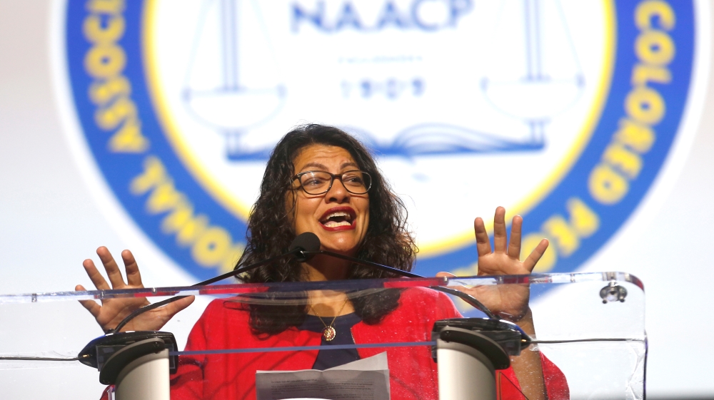 U.S. Congresswoman Rashida Tlaib delivers remarks at the opening plenary session of the National Association of the Advancement for Colored People''s annual convention in Detroit, Michigan, U.S. July 2