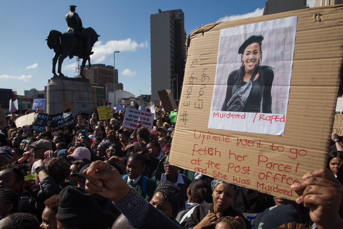 Thousands of protesters, most of whom were women, school pupils and university students gathered outside parliament calling for government to address the issues of violence against women in South Afri