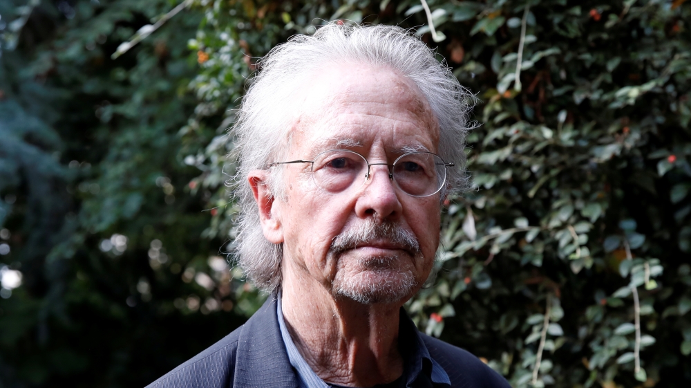 Austrian author Peter Handke, winner of the 2019 Nobel Prize in Literature, poses in his house in Chaville
