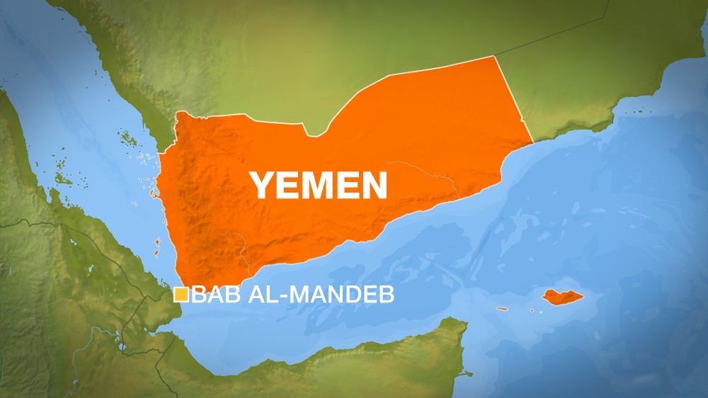Yemen map showing Bab al-Mandeb strait