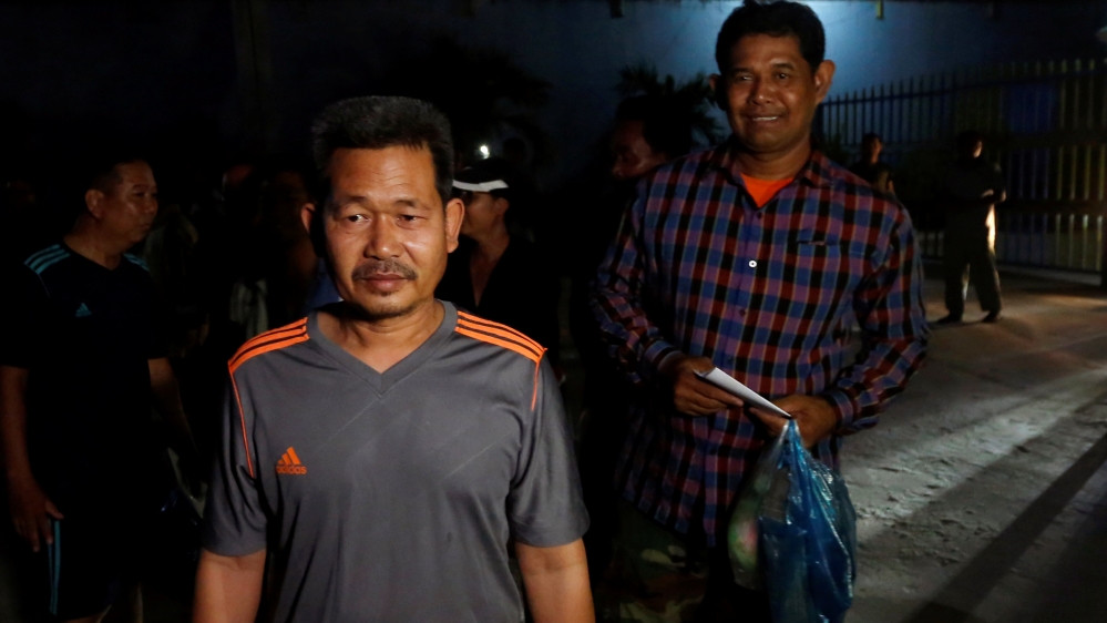 Opposition activists leave Prey Sar prison after Cambodia''s Prime Minister Hun Sen has ordered the release on bail, on the outskirts of Phnom Penh