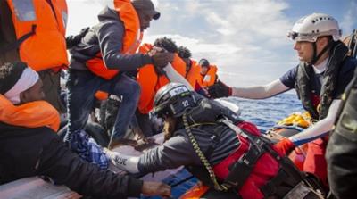 Migrants rescued from Mediterranean on Ocean Viking after fleeing Libya