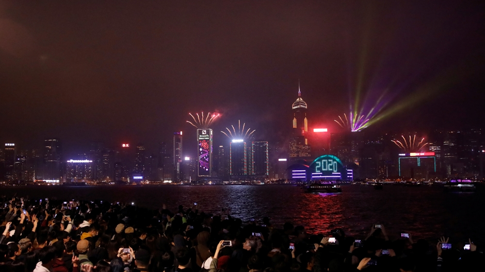 Anti-government New Year countdown demonstration in Hong Kong