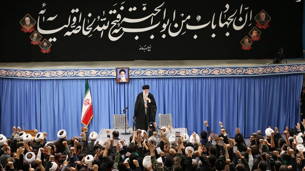 A handout picture provided by the office of Iran''s Supreme Leader Ayatollah Ali Khamenei shows him addressing a meeting in Teharn on January 8, 2020. Khamenei said a "slap in the face" was delivered t