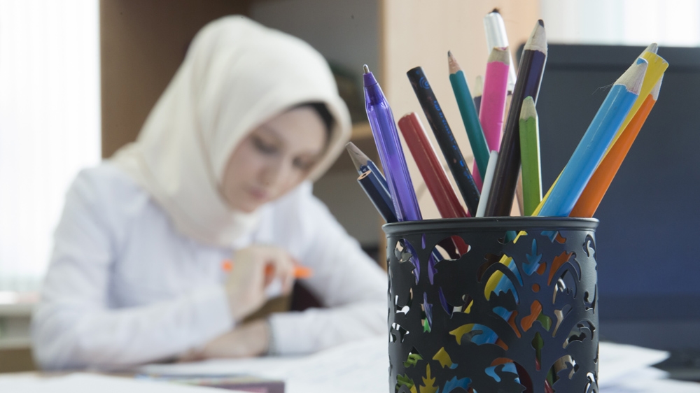 Girl in headscarf stock image