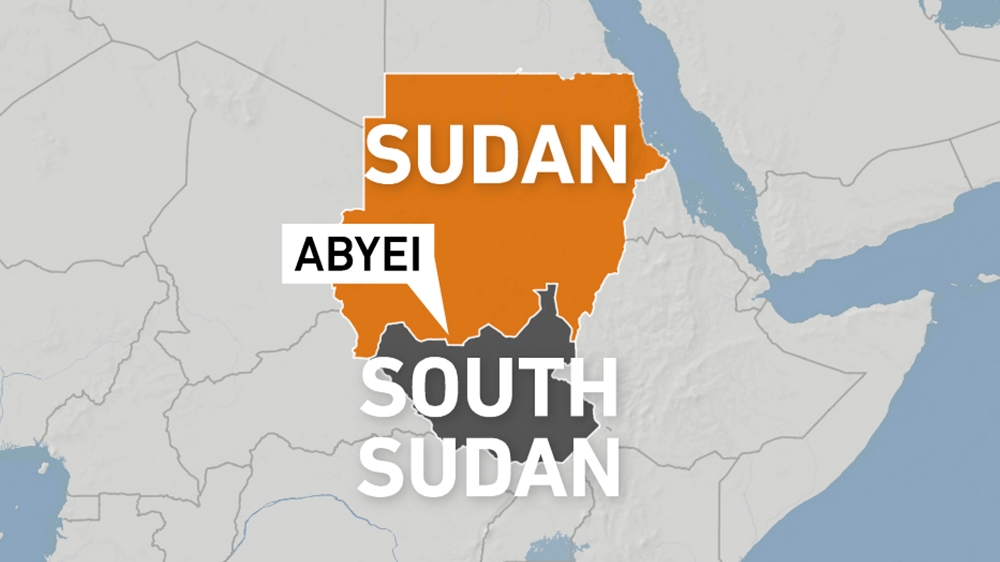 Border region of Abyei on a map of Sudan and South Sudan.