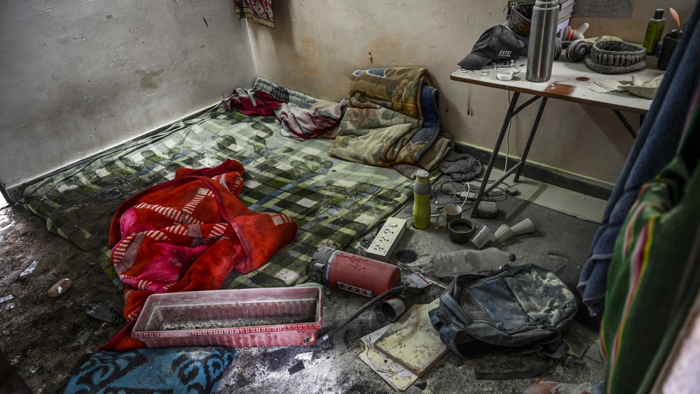 A general view of a vandalised hostel room at the Jawaharlal Nehru University (JNU) campus in New Delhi on January 6, 2020. Authorities deployed riot police at a top New Delhi university on January 6