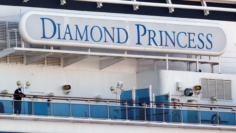 Cruise ship Diamond Princess at Daikoku Pier Cruise Terminal in Yokohama