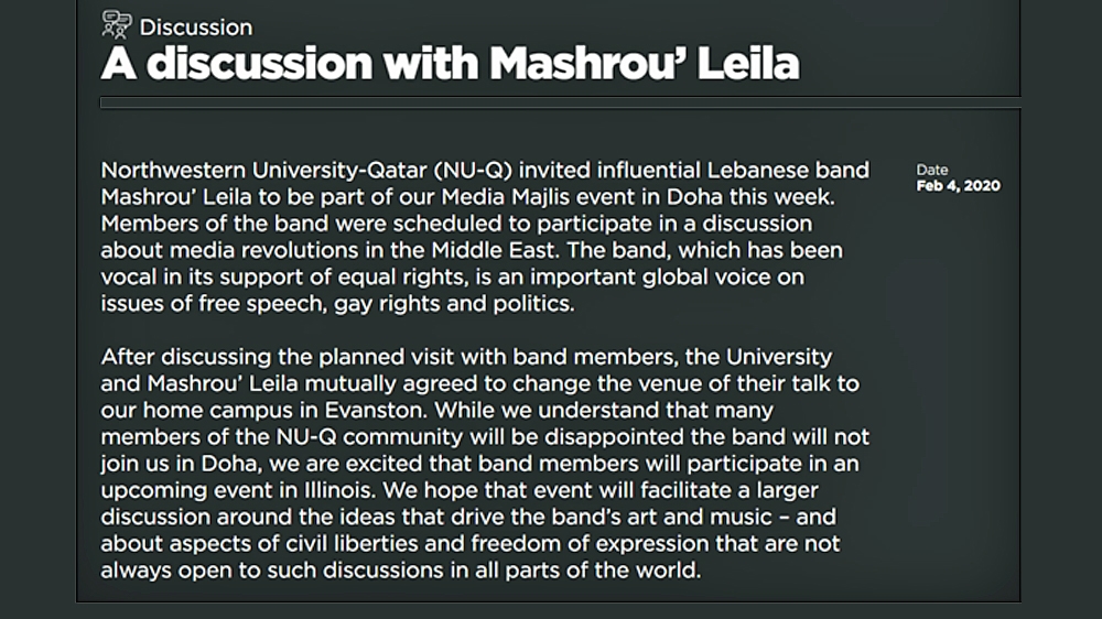 Northwestern University (NU) in Qatar Mashrou' Leila