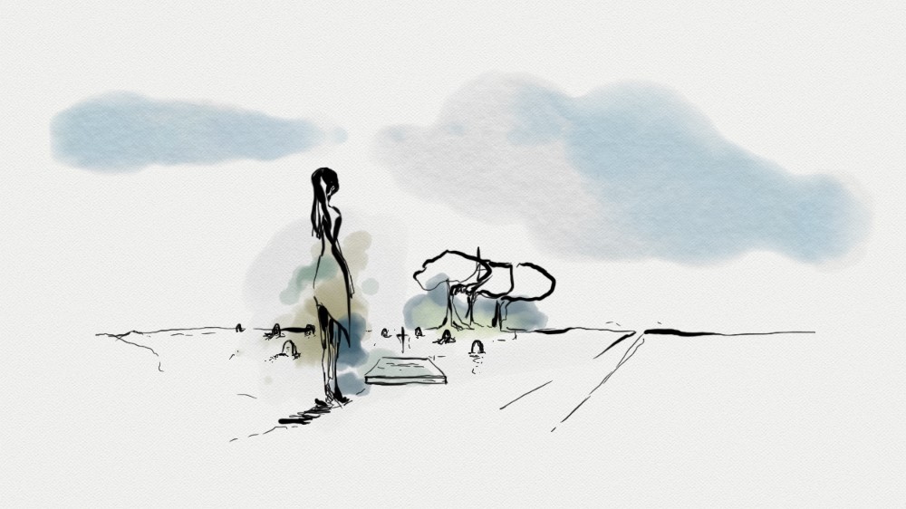 Illustrations for Beach Widows by Karie Fugett [Illustration by Jawahir Al-Naimi/Al Jazeera]