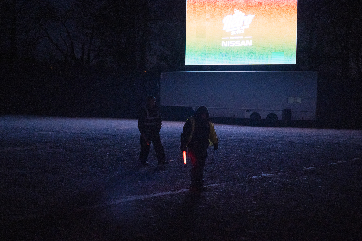 Between sessions, staff gets together to take a break and get set for the last screening of the day. Dublin, Ireland - March 23, 2020.