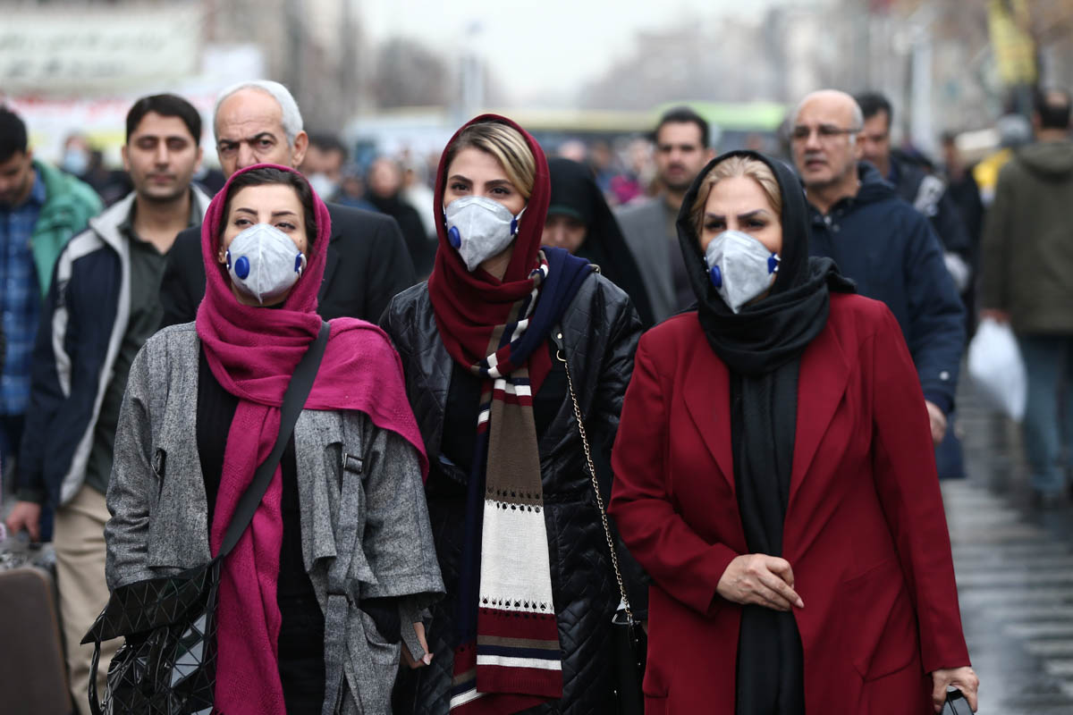 Iranian women wearing protective masks to prevent contracting a coronavirus walk at Grand Bazaar in Tehran, Iran February 20, 2020. WANA (West Asia News Agency)/Nazanin Tabatabaee via REUTERS ATTENTI