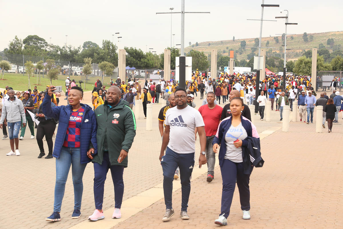 A crowd of soccer enthusiasts making their way to the FNB Stadium for soweto derby , 29 February 2020. The 90,000 seater stadium was full to capacity.Photo Antony Kaminju