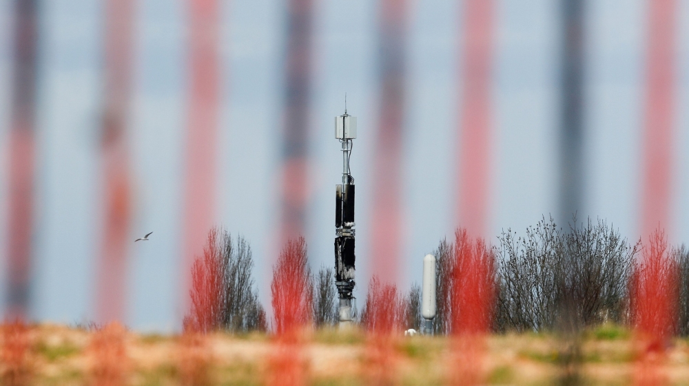 A fire-damaged telecom tower (Coronavirus)