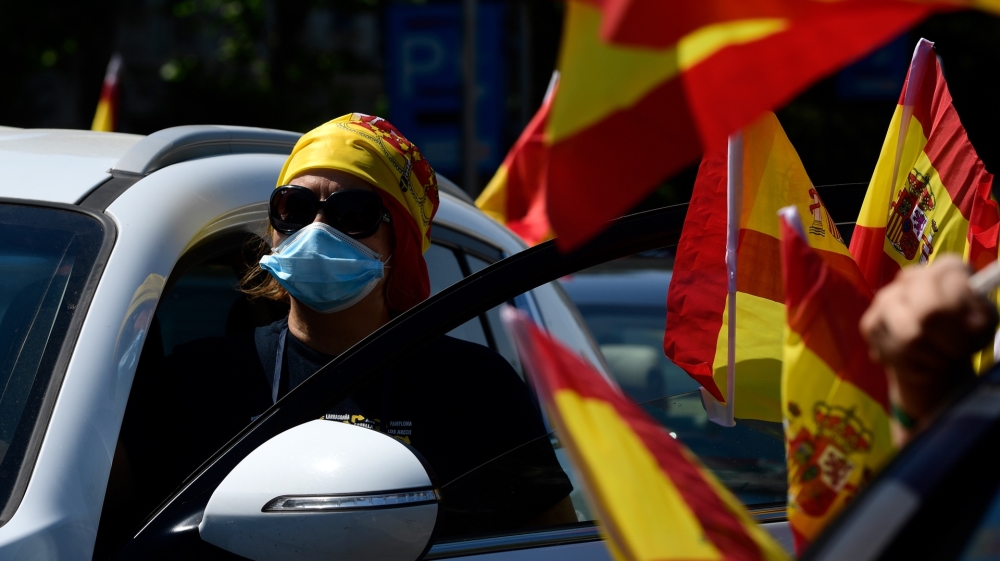 Saturday’s mobile rally saw demonstrators mainly driving their cars in a procession or riding motorbikes