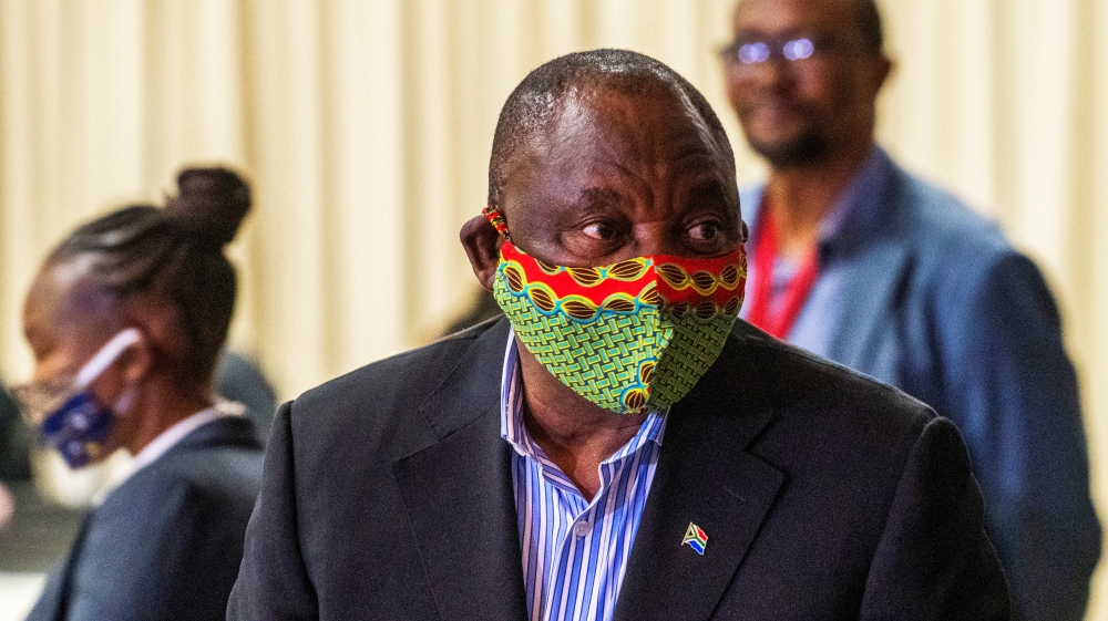 South African President Cyril Ramaphosa visits the coronavirus disease (COVID-19) treatment facilities in Johannesburg