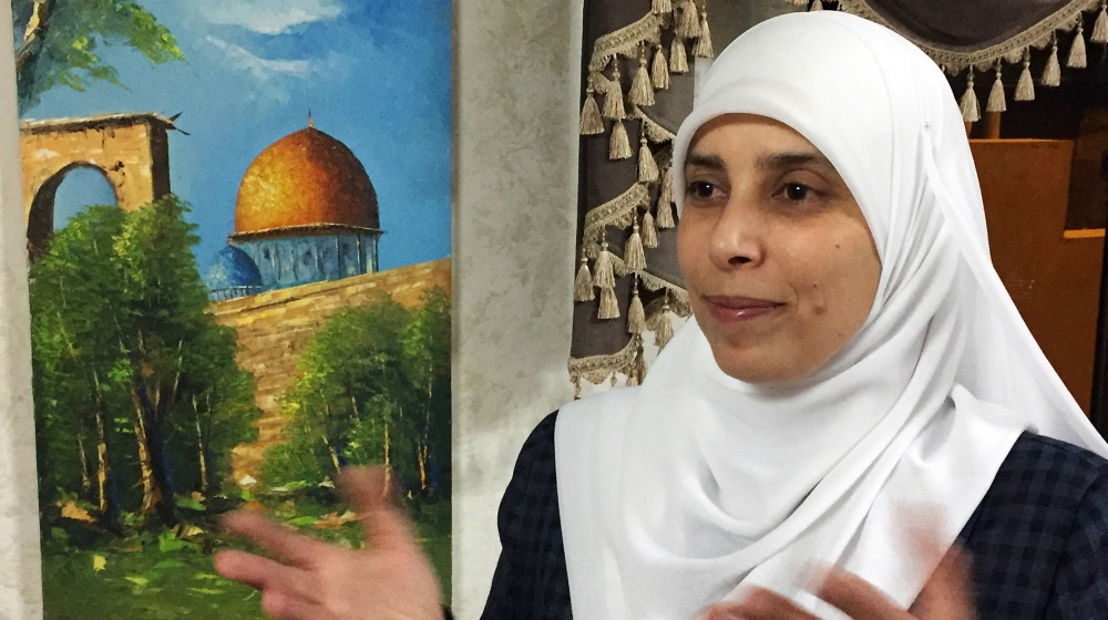 Ahlam al-Tamimi during an interview in her home in the Jordanian capital of Amman.