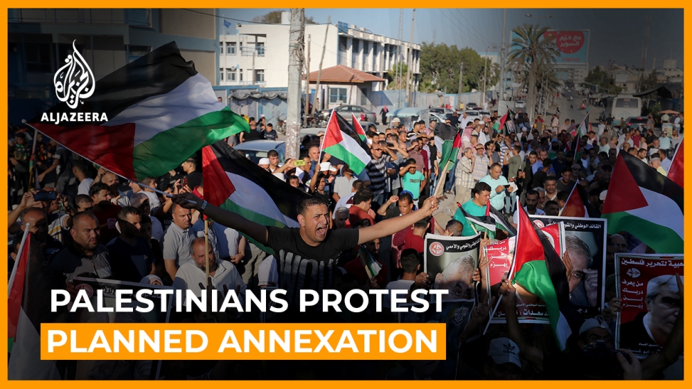 Palestinians protest Israel’s planned annexation