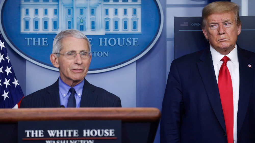 Anthony Fauci, director of the National Institute of Allergy and Infectious Diseases, disagrees with the US president on the efficacy of hydroxychloroquine