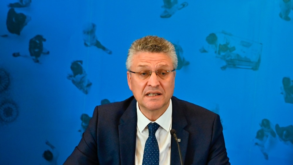 The head of Germany’s Robert Koch Institute, Lothar Wieler, addresses a news conference on the country’s situation amid the novel coronavirus COVID-19 pandemic, in Berlin.[AFP]