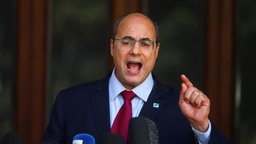 Rio de Janeiro Governor Wilson Witzel speaks to the media at Laranjeiras Palace, in Rio de Janeiro
