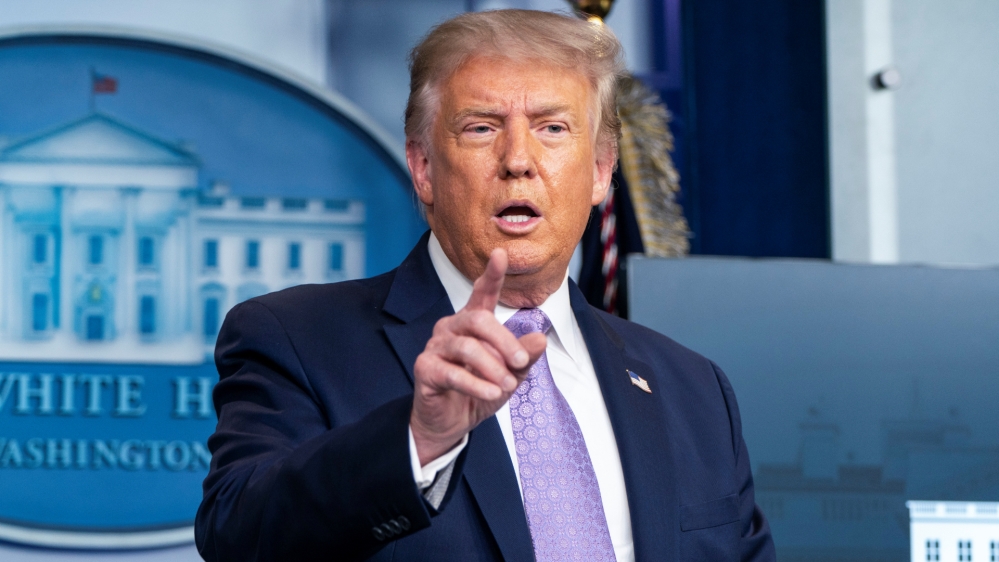 U.S. President Trump holds a COVID-19 pandemic briefing at the White House in Washington