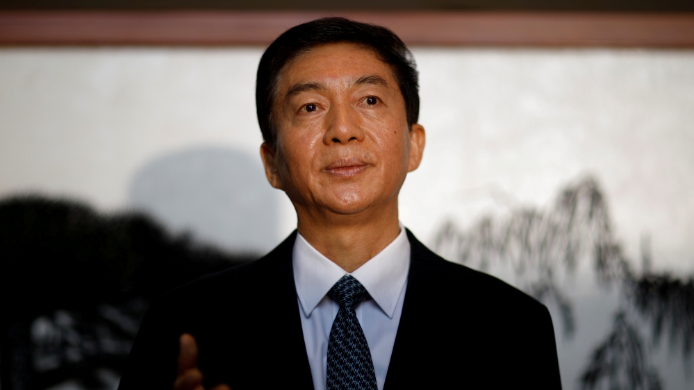 Newly appointed head of Hong Kong Liaison Office Luo Huining speaks to media to mark his first day at office in Hong Kong