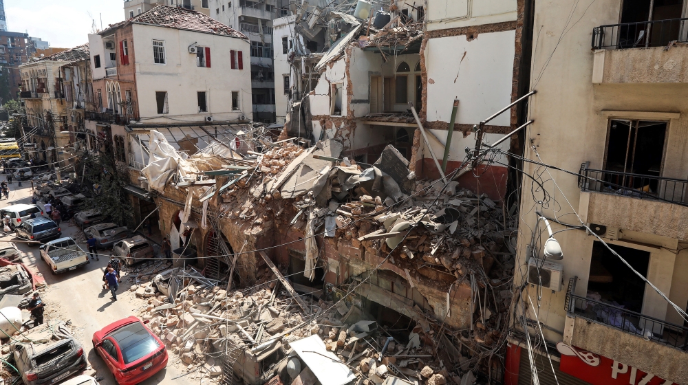 A view shows damaged buildings following Tuesday's blast in Beirut's port area, Lebanon August 5, 2020. REUTERS/Mohamed Azakir