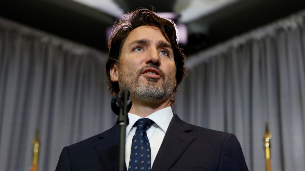 Canada''s Prime Minister Justin Trudeau speaks during a news conference at a cabinet retreat in Ottawa