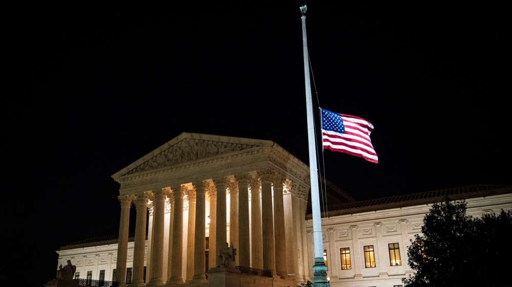Supreme court flag at half staff