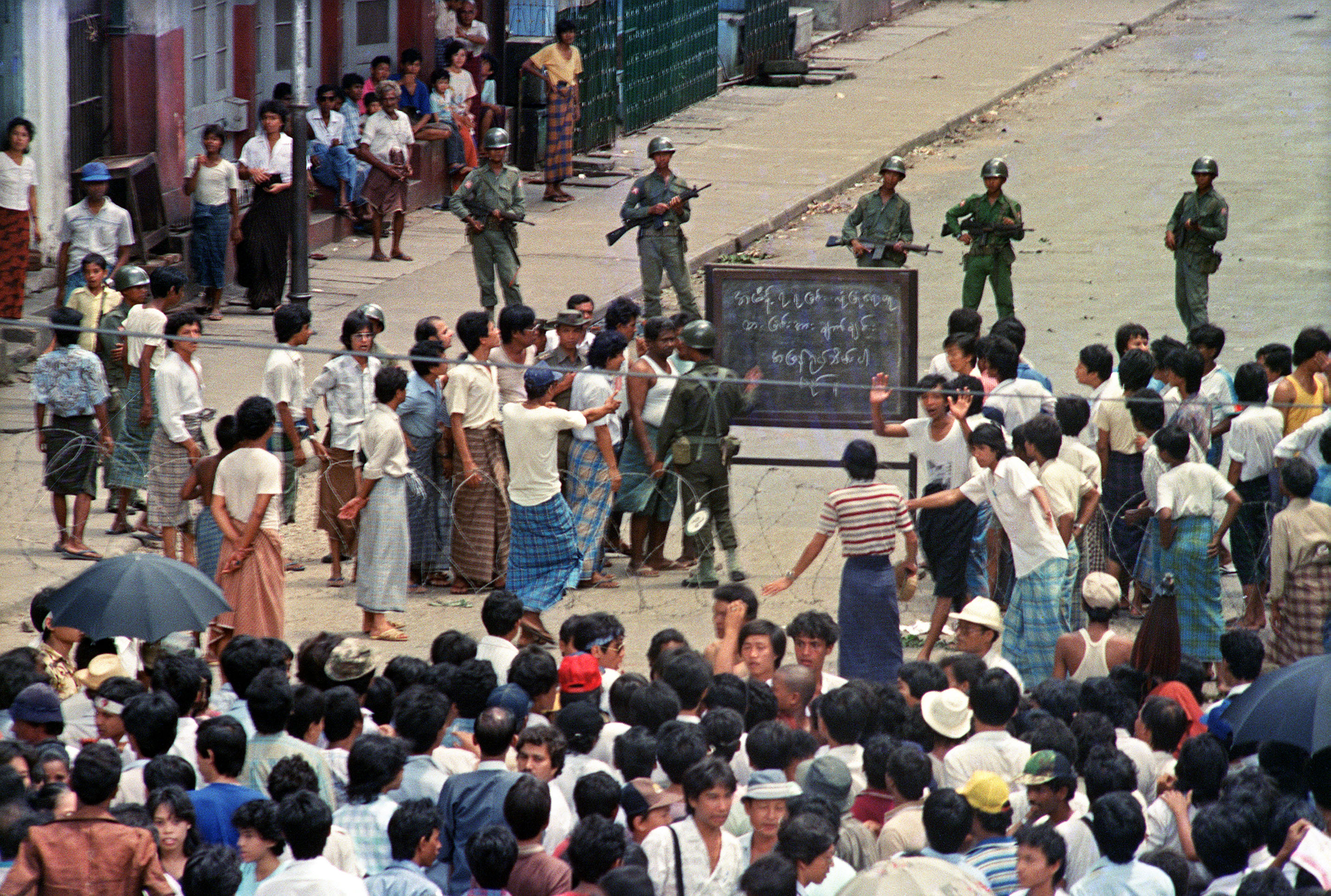 Win Mya Mya’s political awakening came in 1988 when there was a mass uprising against military rule. She is a founding member of the NLD