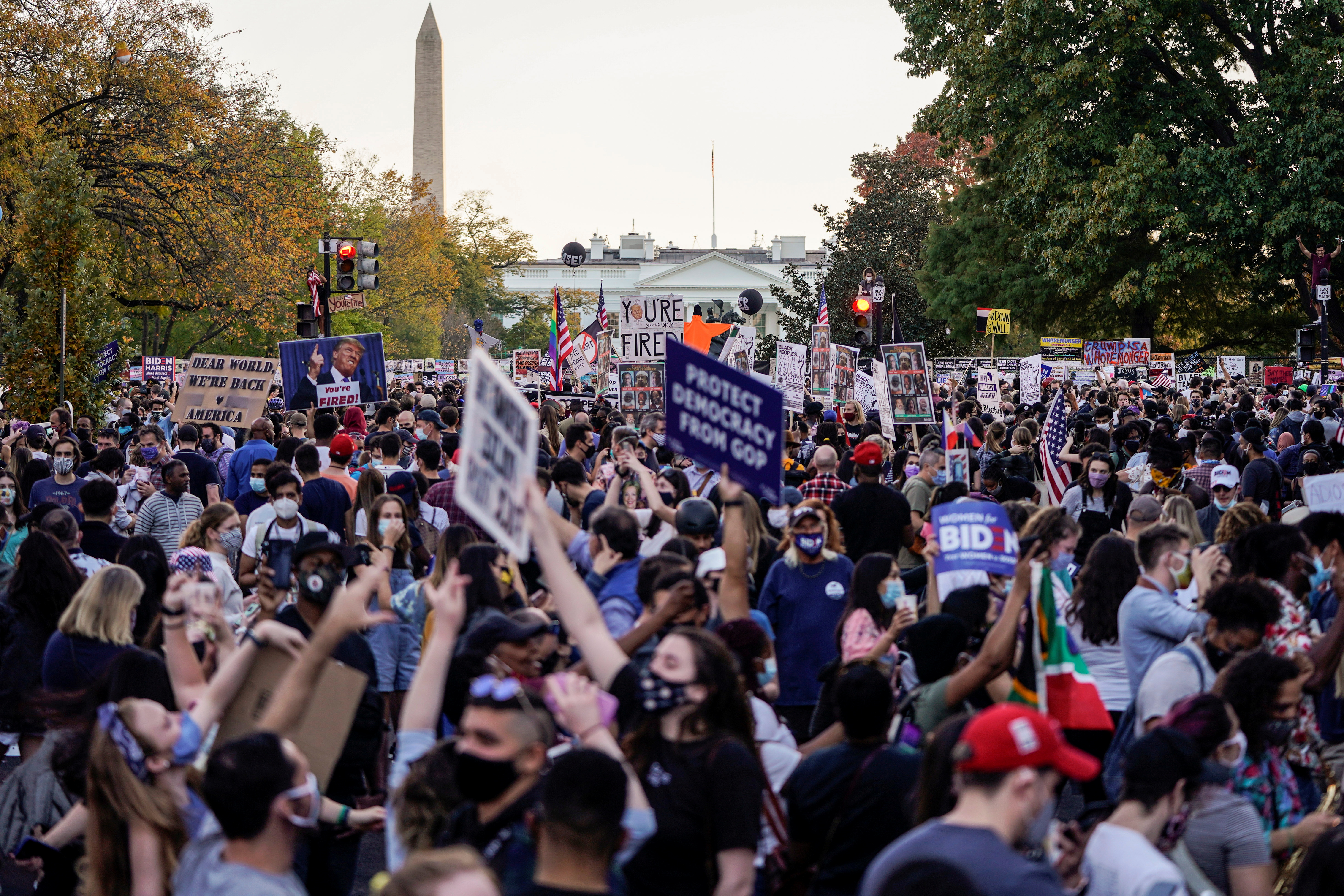 People celebrate Joe Biden's election victory in 2020