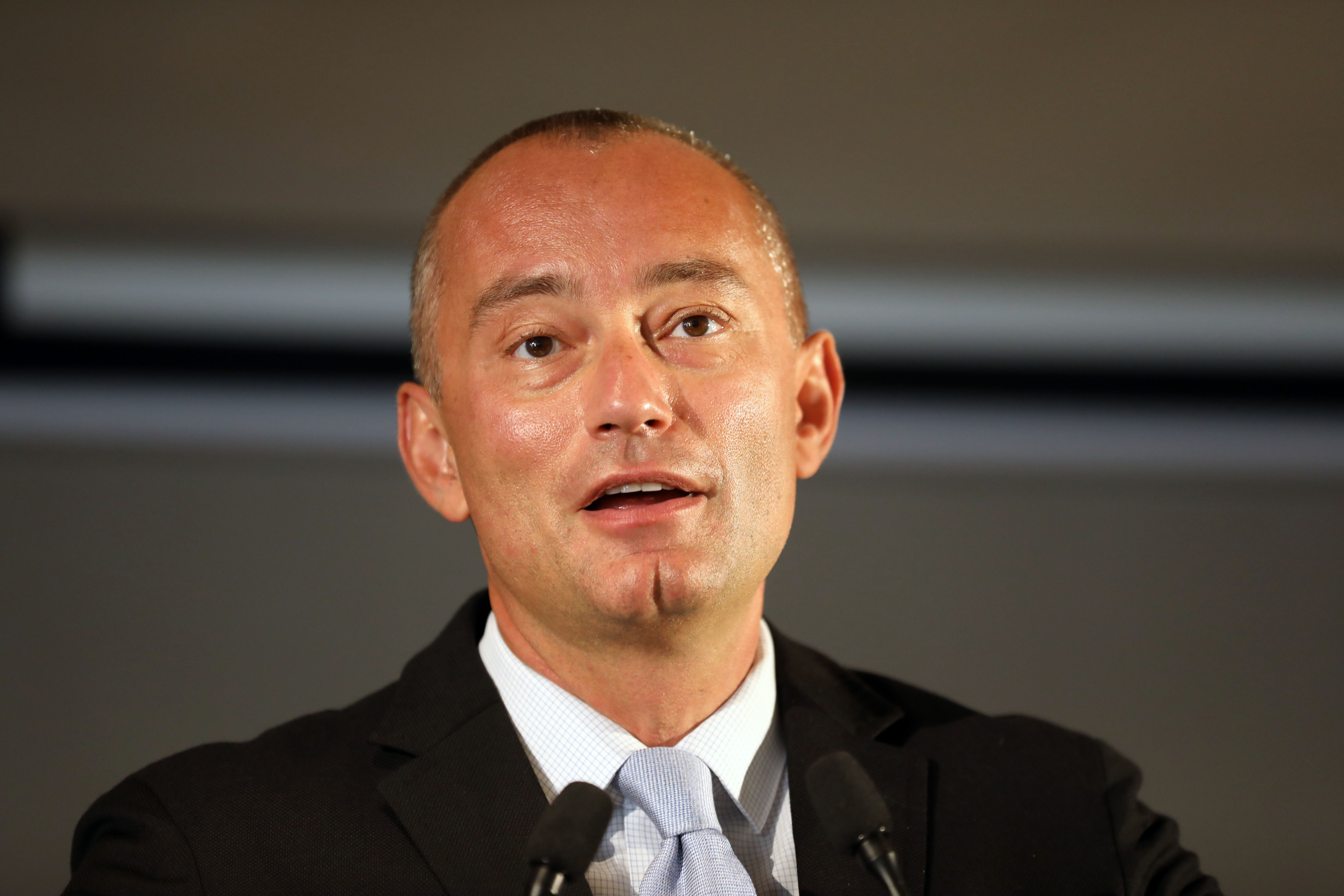 The United Nations special envoy, Nickolay Mladenov, speaks during a press conference in Jerusalem on June 25, 2020. - The government of Israeli Prime Minister Benjamin Netanyahu has said it could begin the process to annex Jewish settlements in the West Bank as well as the strategic Jordan Valley from July 1. The plan -- endorsed by Washington -- would see the creation of a Palestinian state, but on reduced territory, and without Palestinians' core demand of a capital in east Jerusalem. (Photo by Menahem KAHANA / AFP)