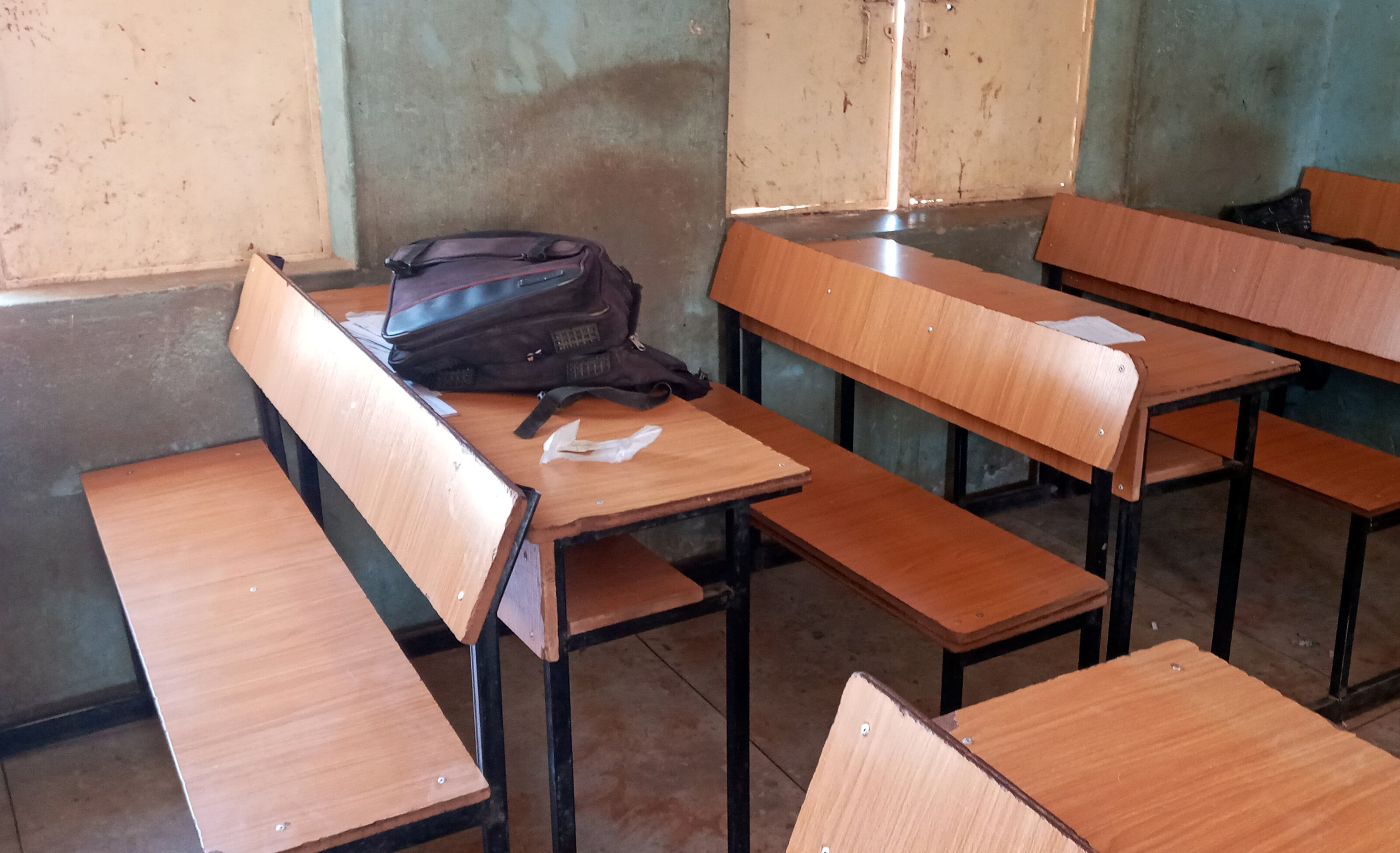 A classroom at the Government Science Secondary School in Kankara following the attack