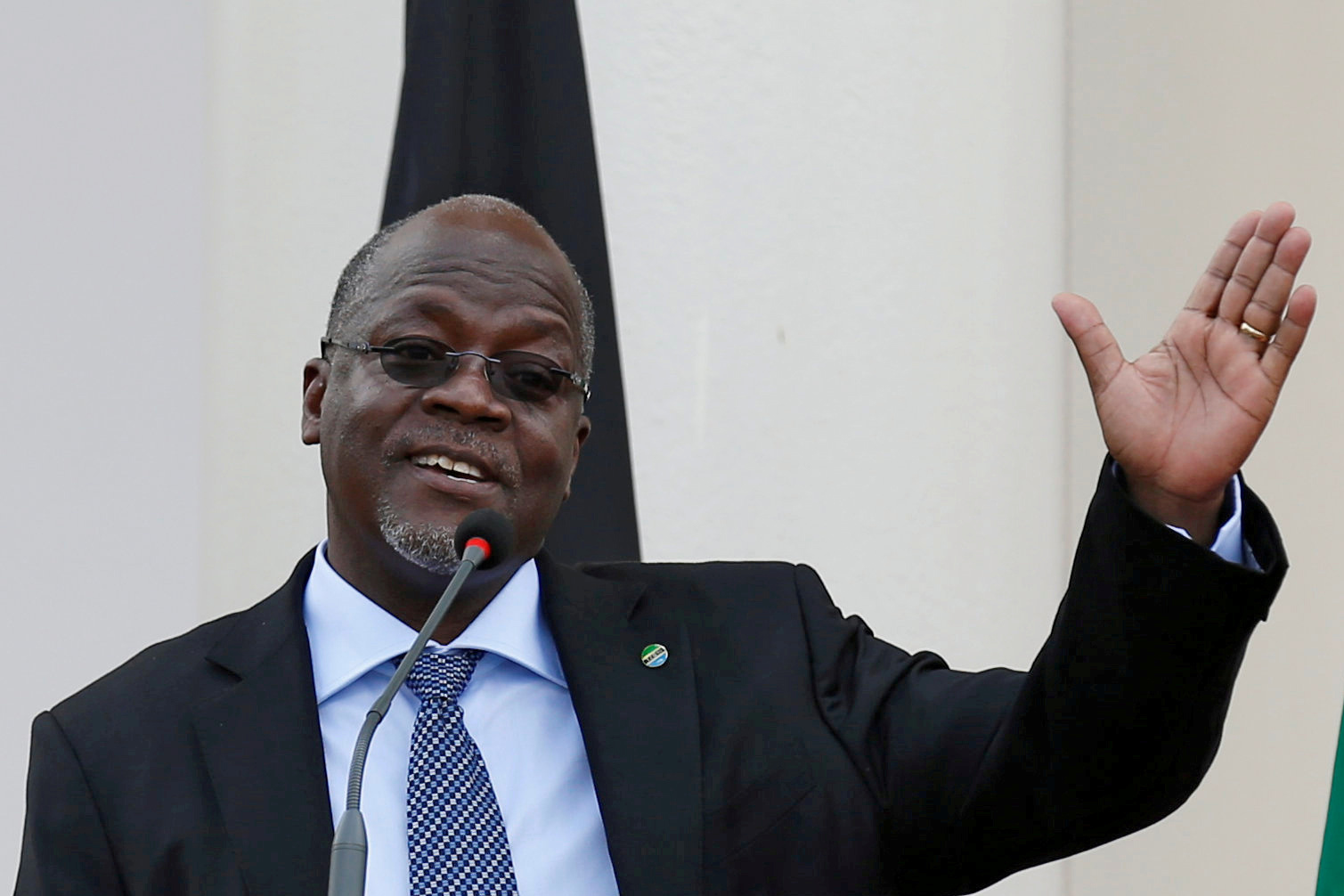 In this file photo from 2016, Tanzania's President John Magufuli addresses a news conference during an official visit to Nairobi, Kenya [File: Thomas Mukoya/Reuters]