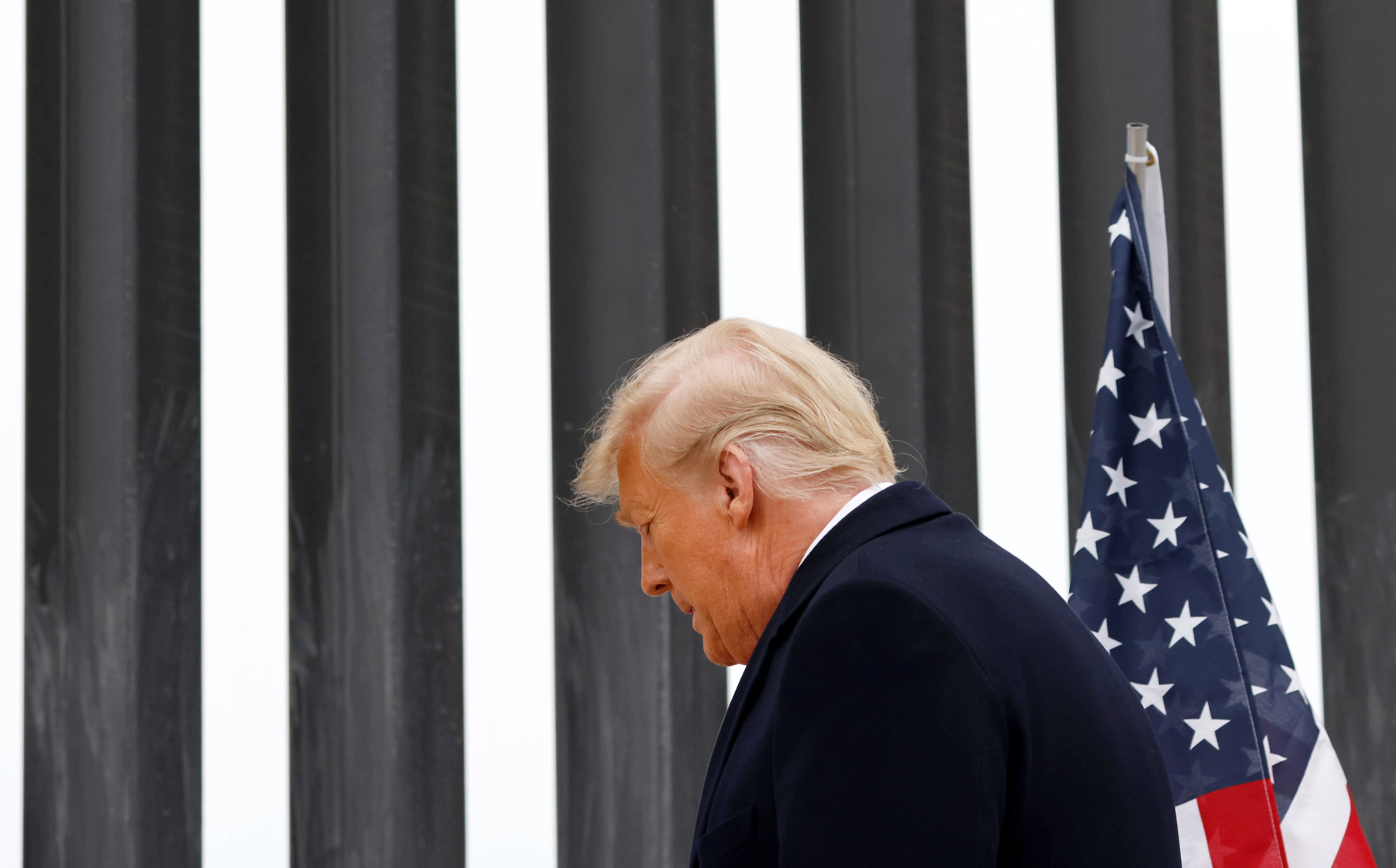 US President Donald Trump visits the US-Mexico border wall, in Alamo, Texas on January 12, 2021 [File: Reuters/Carlos Barria]