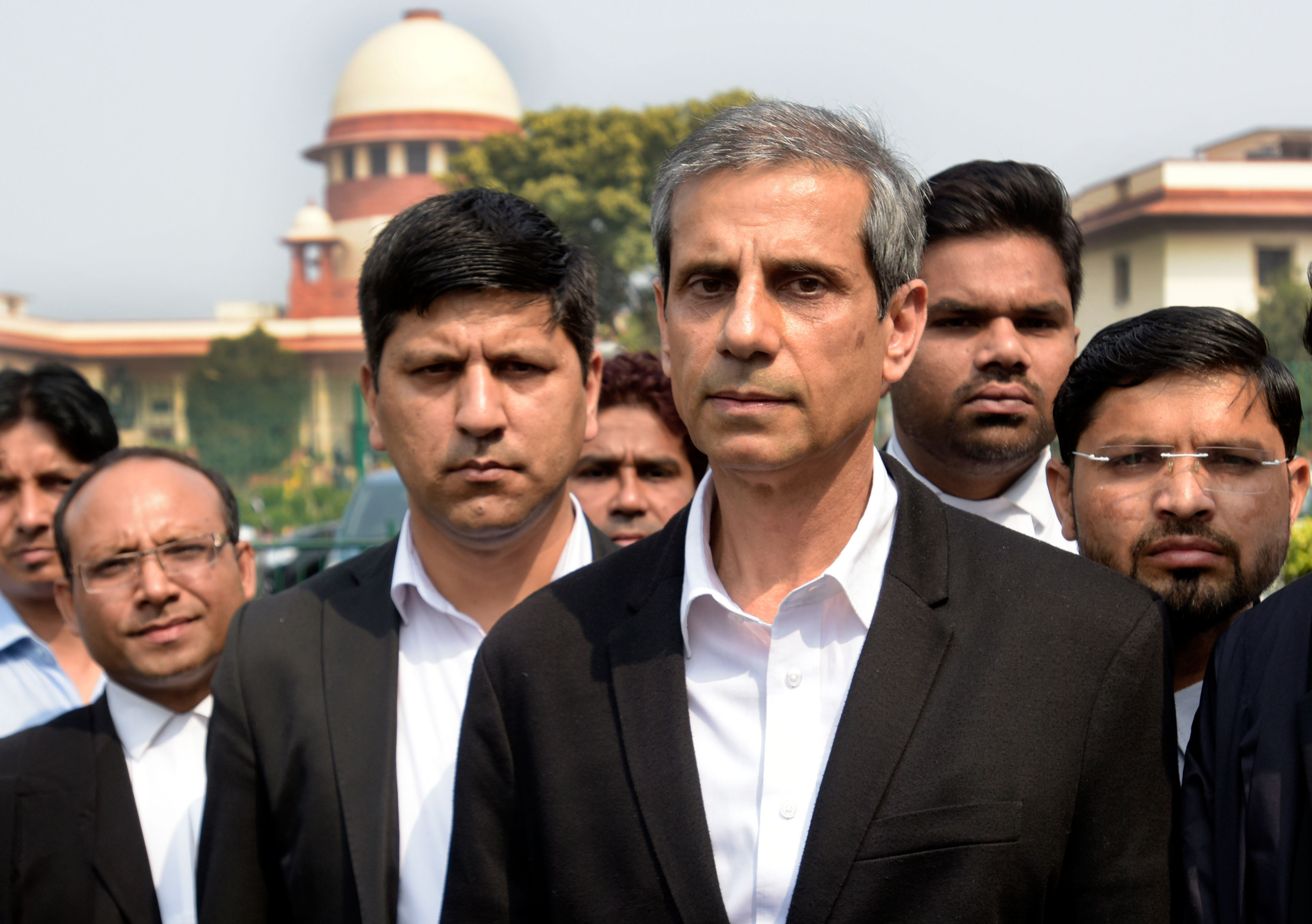 Lawyer Mehmood Pracha outside India's Supreme Court in this February 26, 2020 photo [File: Sushil Kumar/Hindustan Times via Getty Images]